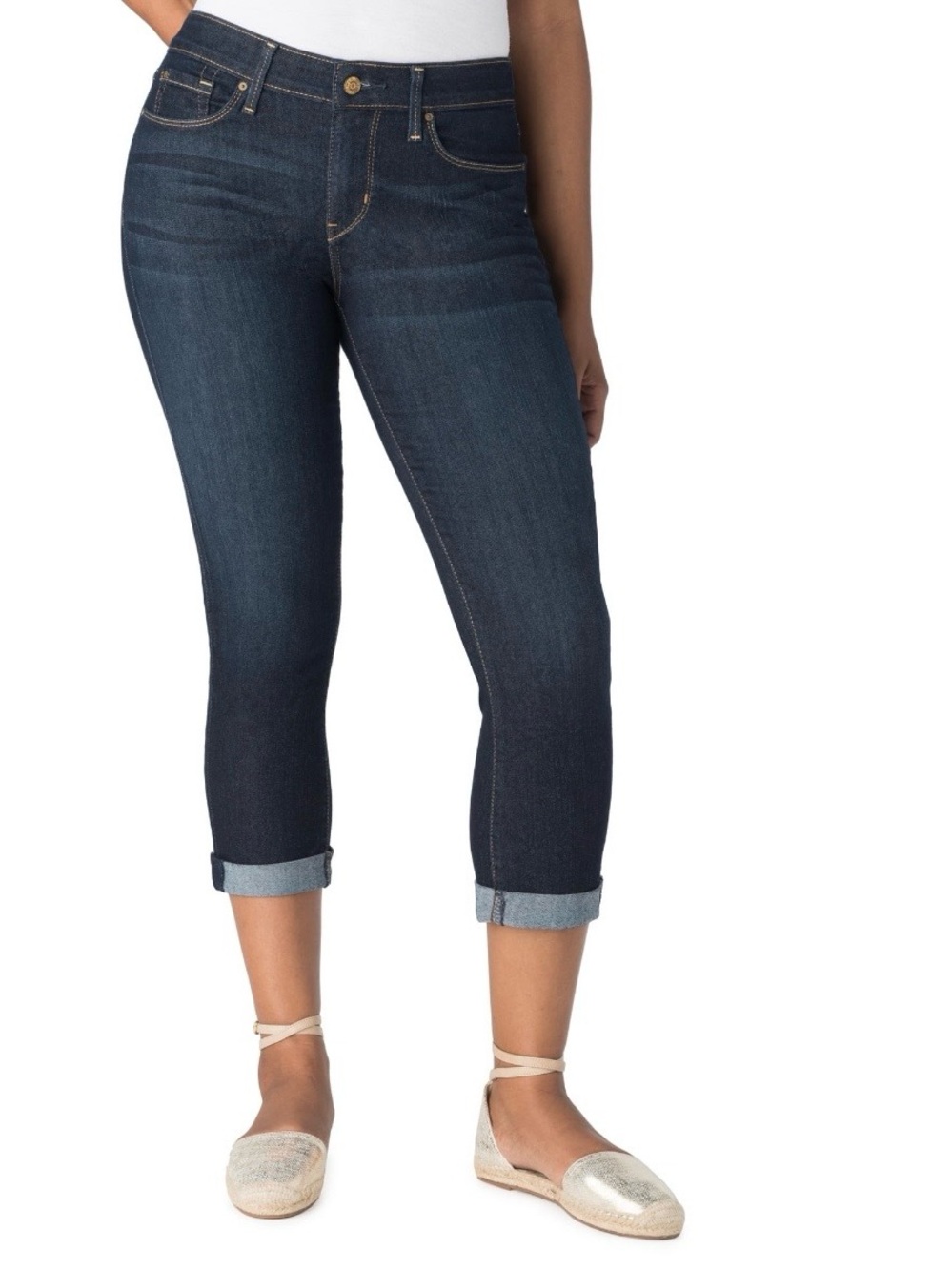 Signature by Levi Strauss Dark Indigo Cropped Skinny Jeans